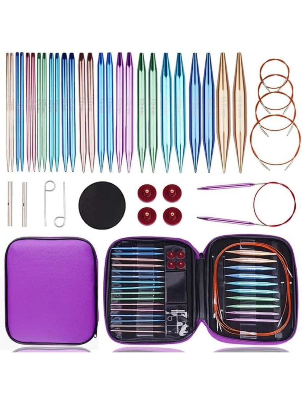 13 Pairs Circular Knitting Needles Set with Cables, Sizes 3.0-10.0mm, Craft